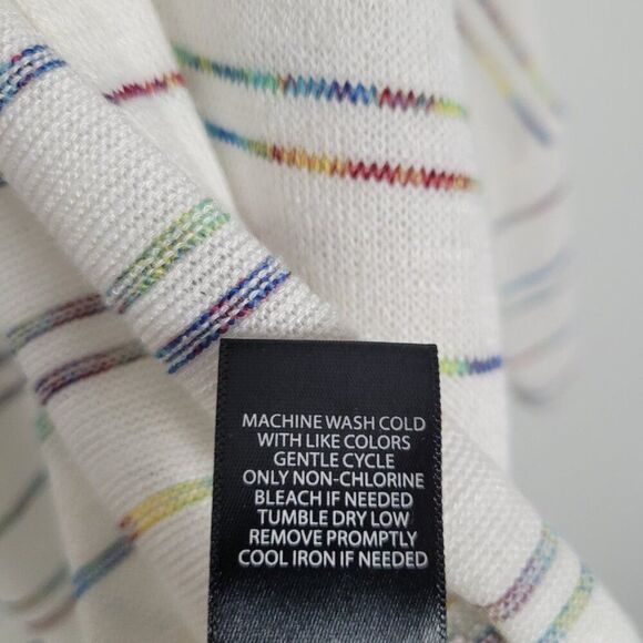 Torrid Cardigan Dolman Sleeve Long Open Front White Rainbow Multi Stripe Size 0X - Picture 12 of 13